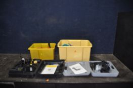 TWO TRAYS CONTAINING POWER TOOLS including a McKeller 18v drill in case with one battery and