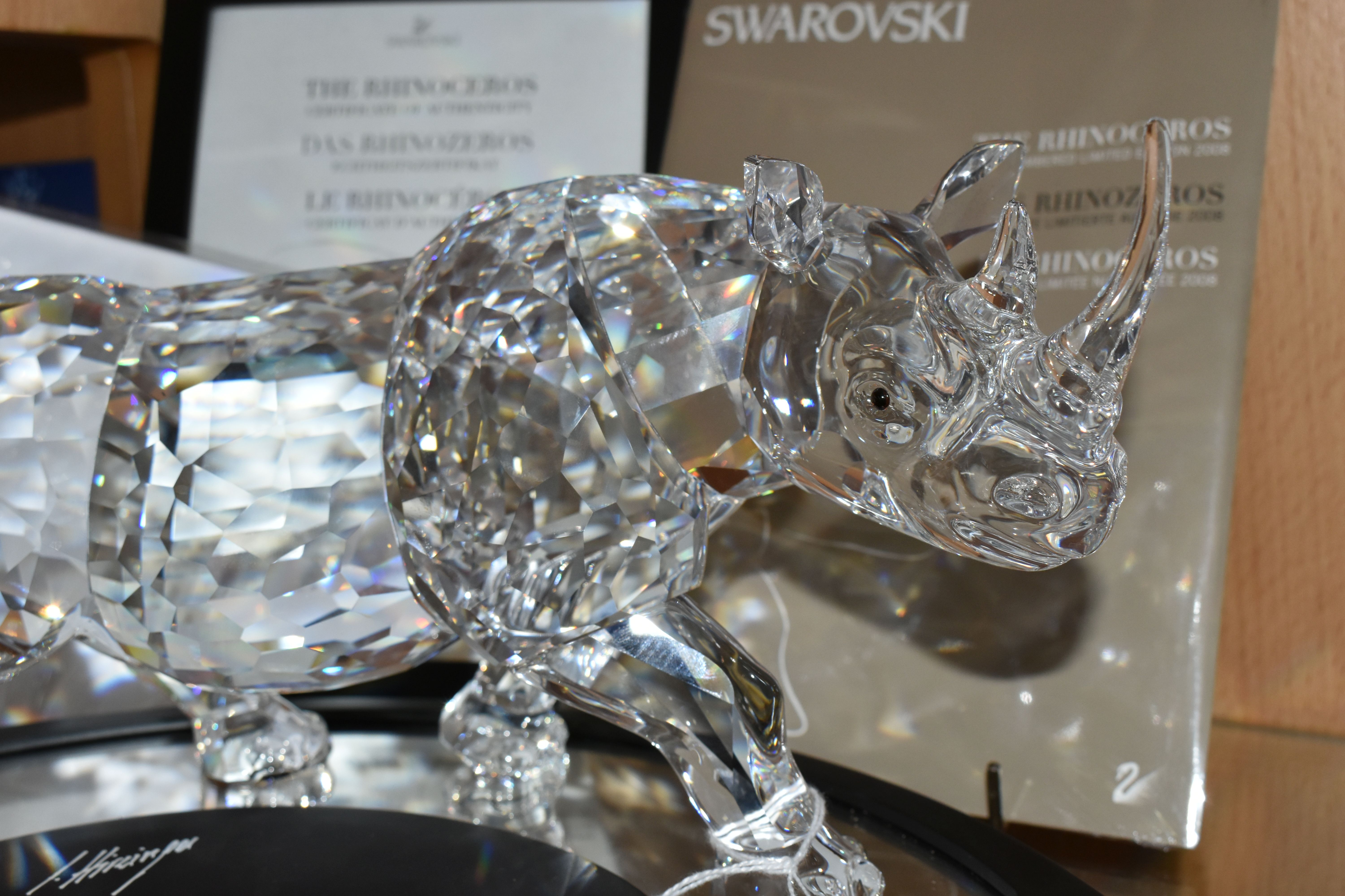 A CASED/OUTER BOX SWAROVSKI CRYSTAL LIMITED EDITION RHINO SCULPTURE, numbered 4825/10000 to - Image 6 of 8