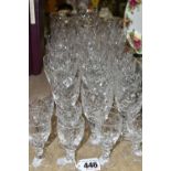 A GROUP OF ROYAL DOULTON AND THOMAS WEBB CRYSTAL, comprising six short stemmed red wine glasses,