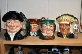 FOUR ROYAL DOULTON CHARACTER JUGS, comprising 'North American Indian' D6611, 'Old Charley' D5420 (
