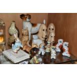 A COLLECTION OF CERAMIC ANIMAL FIGURES, to include a Beswick Peter Rabbit 'Peter on His Book' P4217,