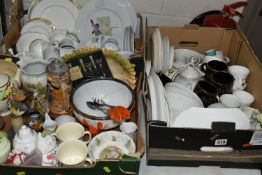 THREE BOXES AND LOOSE CERAMICS AND SUNDRY ITEMS, to include a boxed set of six Royal Albert by