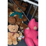 A LARGE NYLON PLUSH TEDDY BEAR, with a quantity of other assorted bears, including Russ Berrie,