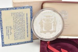 A CASED '1978 JAMAICA $25 PROOF SILVER COIN', 25th Anniversary of the coronation 1953-1978, with COA