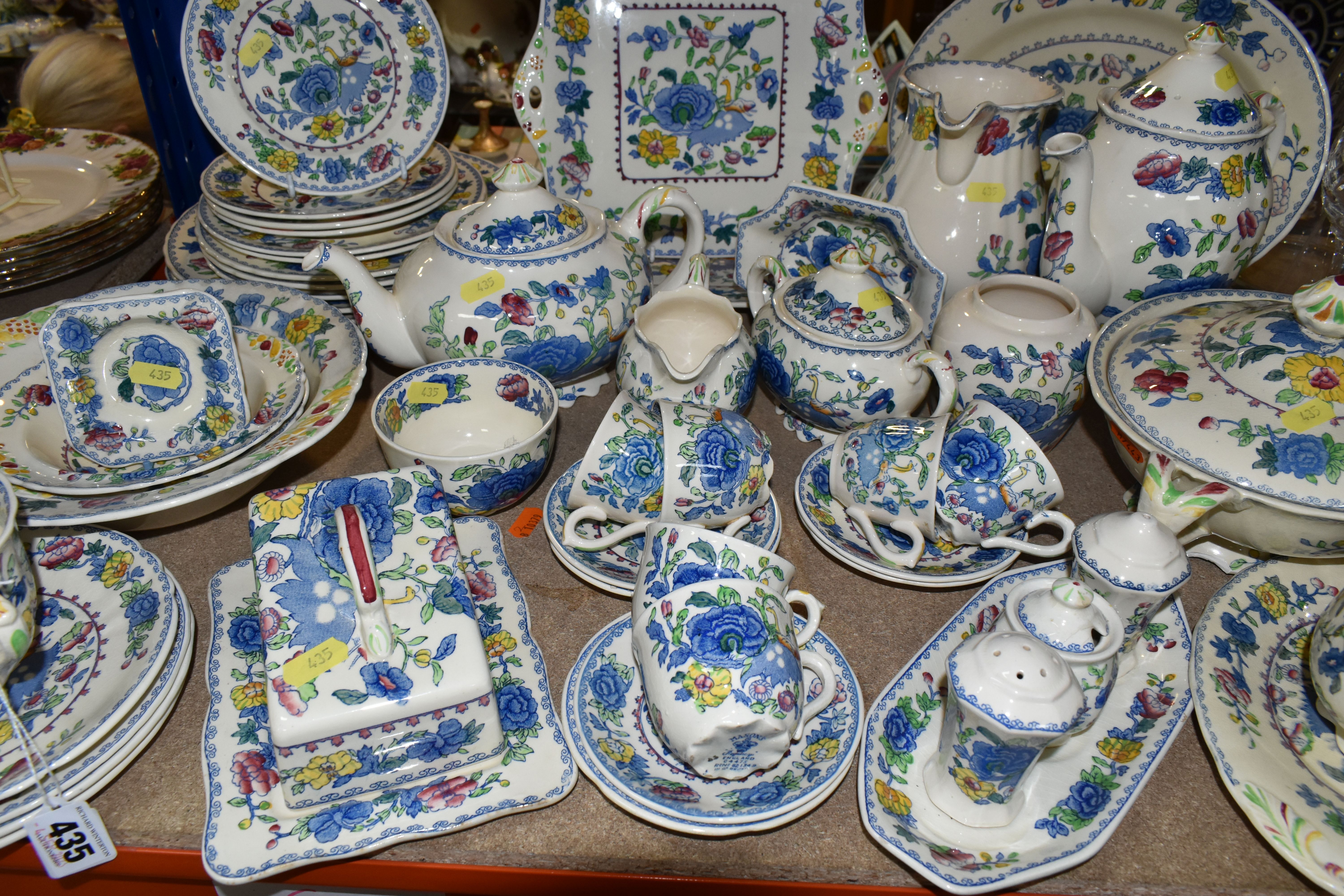 A QUANTITY OF MASON'S 'REGENCY' PATTERNED TEAWARE, comprising one large breakfast cup and saucer,