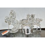 TWO BOXED SWAROVSKI CRYSTAL SCULPTURES OF HORSES, comprising a Foals Clear figure group no 627637,