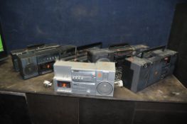 SIX VINTAGE 'GHETTO BLASTERS' including a Philips D8445/05, a D8534, a Hitachi TRK-3D30E, a Matsui