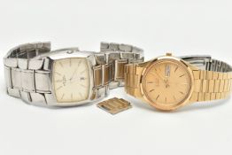 TWO GENTLEMAN'S WRISTWATCHES, to include a Seiko quartz gold coloured stainless steel watch with day