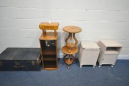 A SELECTION OF OCCASIONAL FURNITURE, to include a Sheraton teak hifi cabinet, with glazed door,