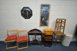 A SELECTION OF OCCASIONAL FURNITURE, to include a mahogany stand, a nest of three tables, two wall