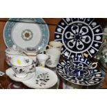 A GROUP OF NAMED CERAMICS, comprising a Royal Crown Derby unfinished Imari pattern dinner plate,