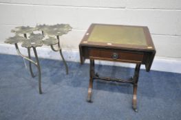 A MODERN LILYPAD TYPE OCCASIONAL TABLE, along with a drop leaf sofa occasional table (condition