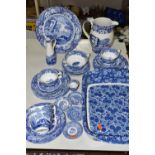 A SMALL QUANTITY OF MODERN BLUE AND WHITE SPODE, including an Italian pattern water jug, height 18.