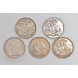 A GROUP OF VICTORIAN CROWN COINS, to include 1887, 1888 narrow date, 1889, LX111 slight edge knock