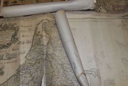 SIX VINTAGE MAPS comprising a possibly late 17th century- early 18th century map inscribed