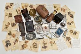 A BAG OF ASSORTED ITEMS, to include a silver money clip, a silver sweetheart brooch, a silver pencil