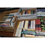SIX BOXES OF BOOKS containing approximately 245 titles in hardback and paperback formats and