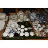FOUR BOXES OF TEA AND DINNERWARE, comprising a large quantity of green and gold French Apilco