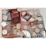 A BOX OF OVER 50 1952-1977 QUEEN ELIZABETH JUBILEE MEDALS, other commemoratives, a bag of Juliana