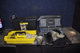 A PLASTIC AND A METAL TOOLBOXES CONTAINING AUTOMOTIVE TOOLS including valve spring compressors,