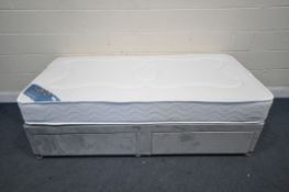 A SINGLE DIVAN BED, with drawers and a Durabeds Roma Deluxe mattress (condition report: good)