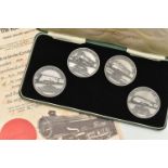 A CASED SET OF FOUR 'RAILWAYS ACT 1921' COMMEMORATIVE COINS, with COA number S830 of 1000