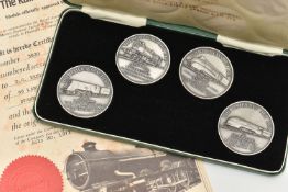 A CASED SET OF FOUR 'RAILWAYS ACT 1921' COMMEMORATIVE COINS, with COA number S830 of 1000