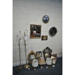 A SELECTION OF MIRRORS AND LIGHTING, to include eight wall mirrors of various styles, along with two