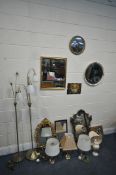 A SELECTION OF MIRRORS AND LIGHTING, to include eight wall mirrors of various styles, along with two