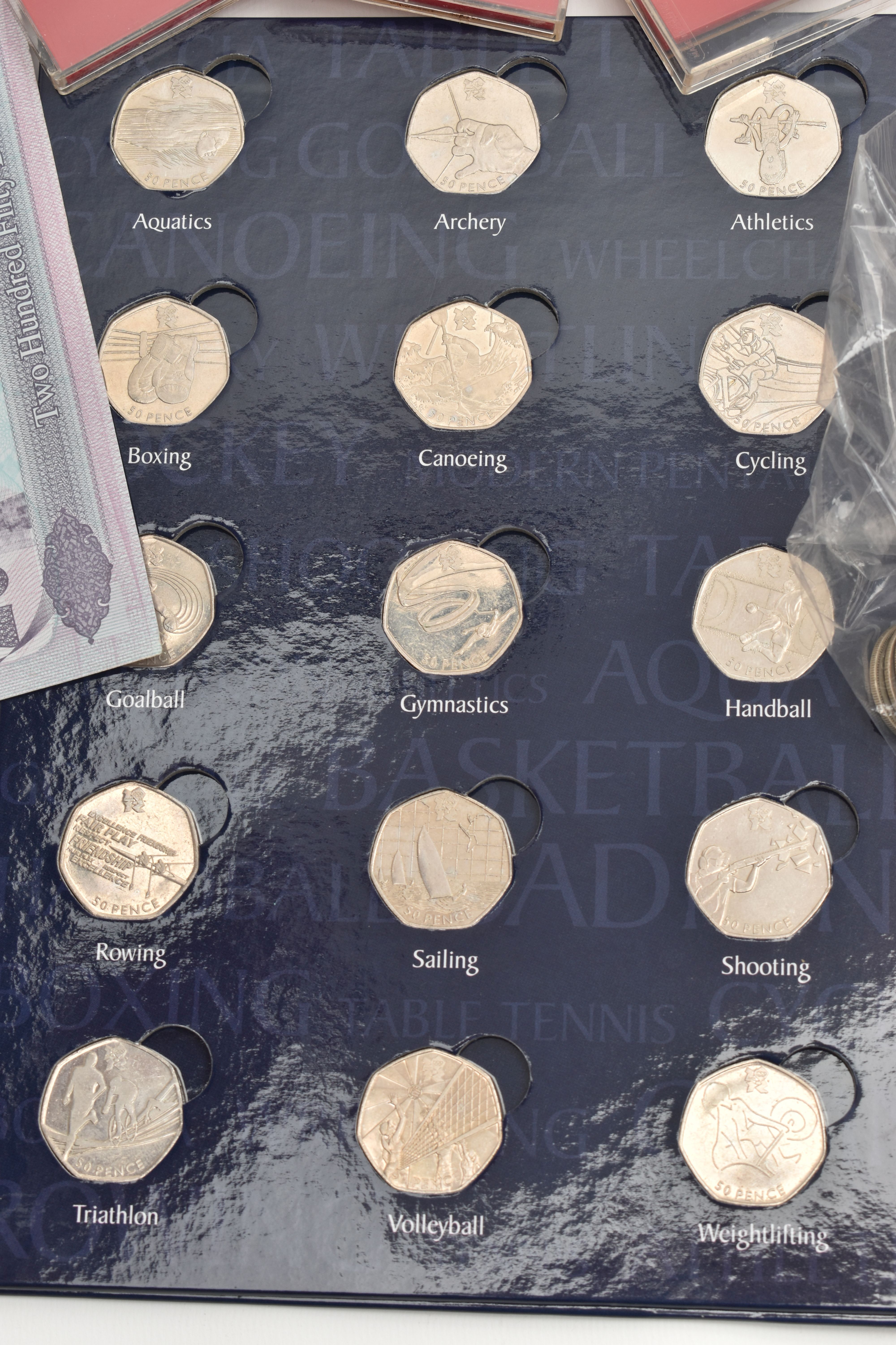 A CARDBOARD BOX OF MIXED COINAGE, to include a 2011 complete set of Fifty Pence coins for the 2012 - Image 4 of 6