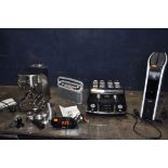 A COLLECTION OF FIVE HOUSEHOLD ELECTRICAL ITEMS comprising of a Sage SES500 coffee maker, a