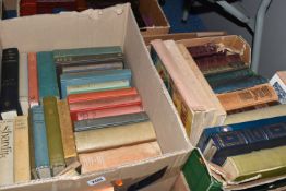 FOUR BOXES OF BOOKS containing approximately 108 miscellaneous titles in hardback format and