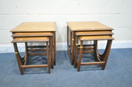 TWO MID CENTURY G PLAN FRESCO TEAK NEST OF THREE TABLES, 50cm squared x height 51cm (condition