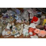 A LARGE COLLECTION OF MODERN SOFT TOYS AND DOLLS, majority are soft toy rabbits but also includes
