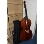 A CONTEMPORARY DOUBLE BASS, paper label Jay Haide 2011, strong flamed wood body, bridge marked