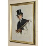 KIRKPATRICK (BRITISH 20TH CENTURY) Portrait sketch of a lady in black riding habit holding the