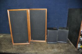 A PAIR OF VINTAGE IMF ALS40T HI FI SPEAKERS in teak cases along with a pair of Mordaunt Short MS10