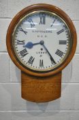 A NORTHERN RAILWAY WALL CLOCK, with a single fusee movement, 11 inch enamel dial, signed W Potts &