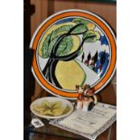 A MOORCROFT POTTERY PIN DISH, A WEDGWOOD FOR BRADFORD EXCHANGE LIMITED EDITION 'MAY AVENUE' PLATE