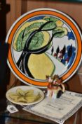 A MOORCROFT POTTERY PIN DISH, A WEDGWOOD FOR BRADFORD EXCHANGE LIMITED EDITION 'MAY AVENUE' PLATE