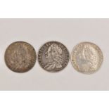 3X GEORGE II SIXPENCE COINS 2X 1757, one 1758