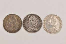 3X GEORGE II SIXPENCE COINS 2X 1757, one 1758