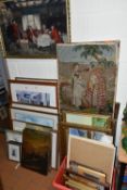 A QUANTITY OF PAINTINGS AND PRINTS ETC, to include two Sheila Richards watercolours, three