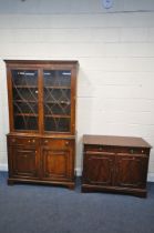 A REPRODUX MAHOGANY ASTRAGAL GLAZED DISPLAY CABINET, with two drawers, width 115cm x depth 40cm x