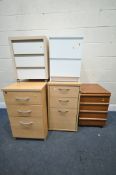 FIVE VARIOUS FILING CABINETS, of various styles, along with a modern roll front unit (6)