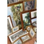 A SMALL QUANTITY OF FRAMED PAINTINGS AND PRINTS ETC, to include print reproduction of paintings -