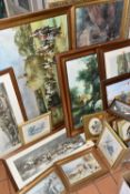 A SMALL QUANTITY OF FRAMED PAINTINGS AND PRINTS ETC, to include print reproduction of paintings -