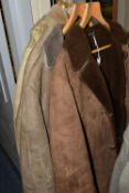 A GROUP OF FOUR VINTAGE SHEEPSKIN COATS, maker's names include Barretts Of Feckenham, Baily's of