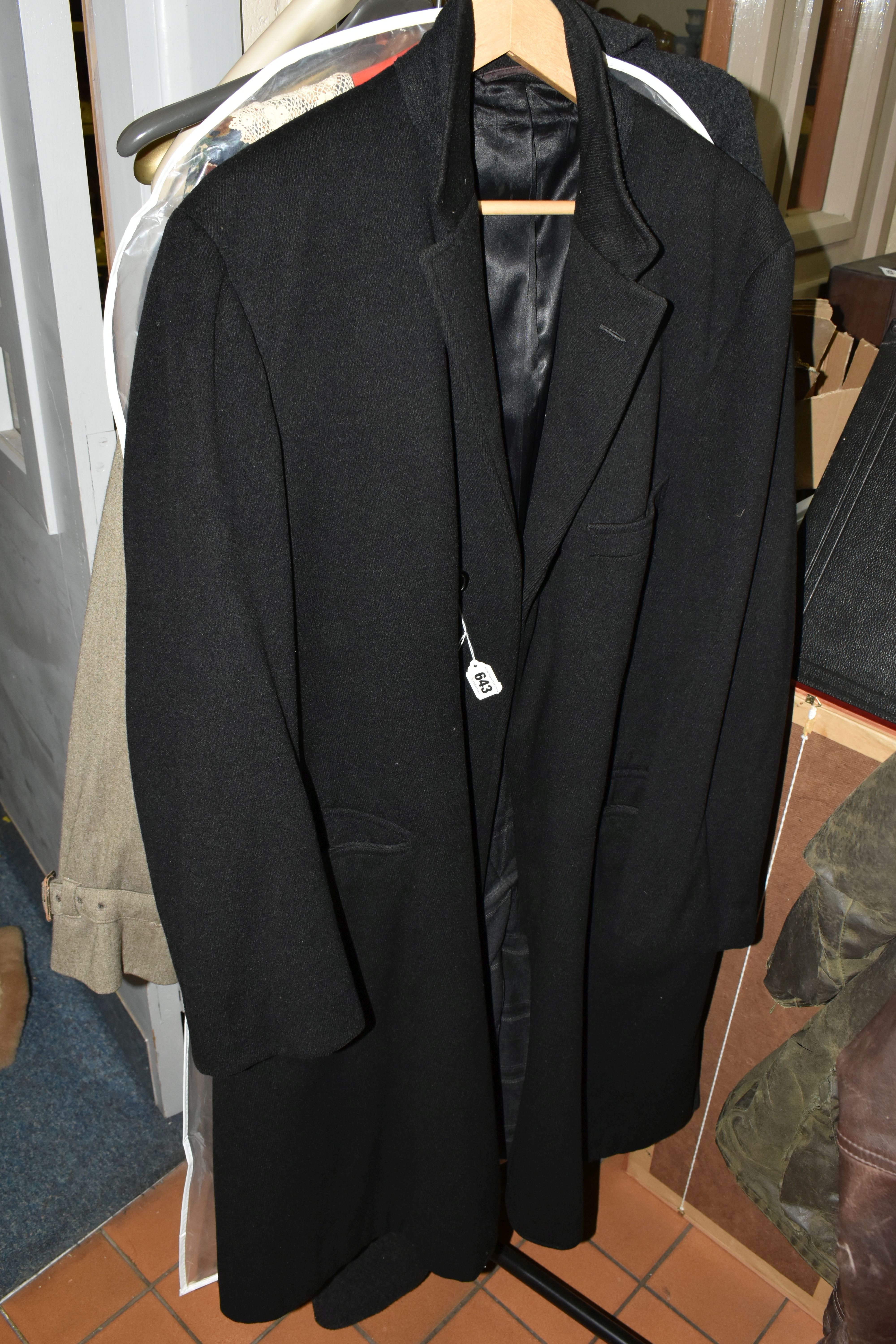 FOUR ITEMS OF CLOTHING, comprising a gentleman's Aquascutum showerproof pure new wool overcoat