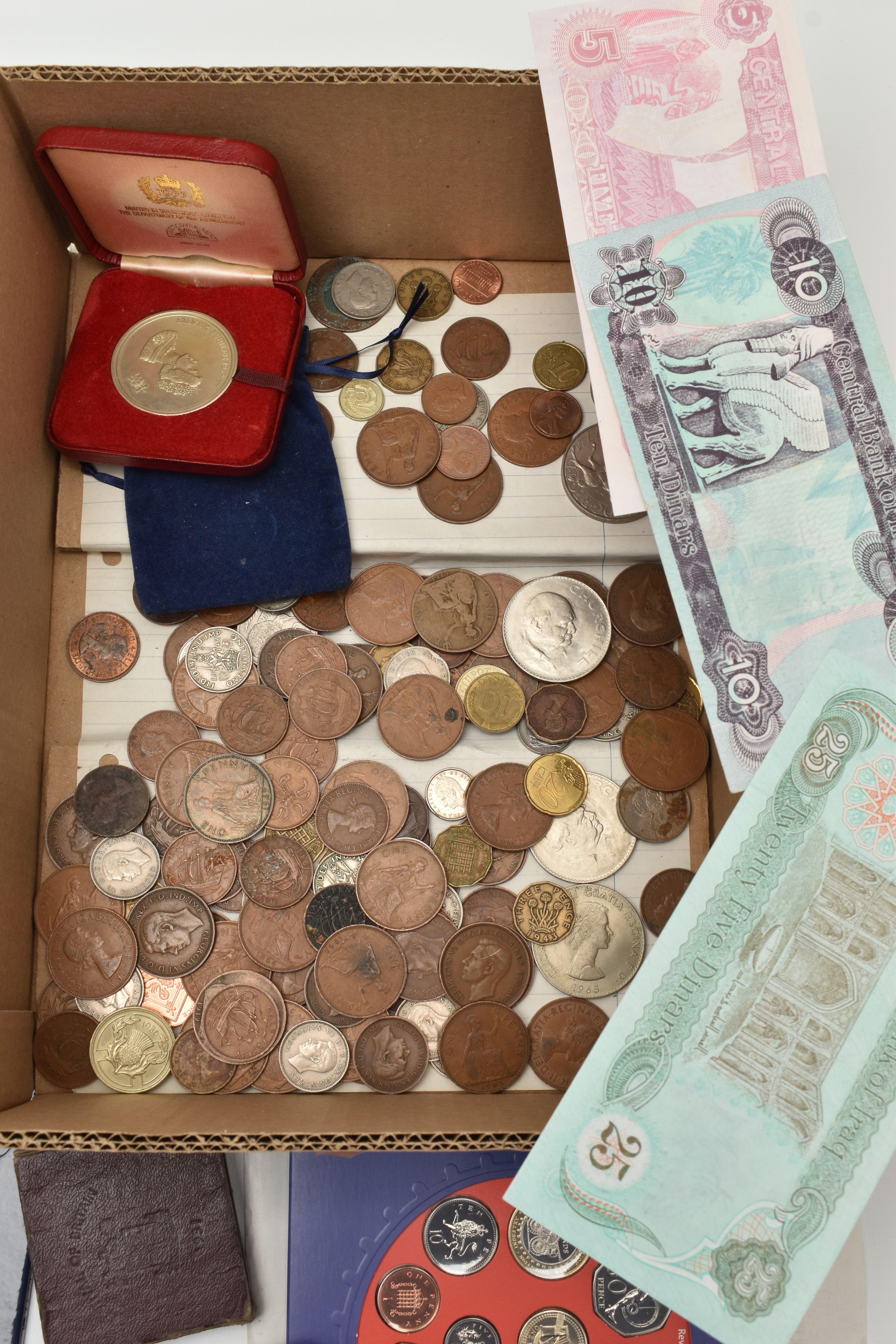 A CARDBOARD BOX OF MIXED COINAGE, to include a 2011 complete set of Fifty Pence coins for the 2012 - Image 2 of 6